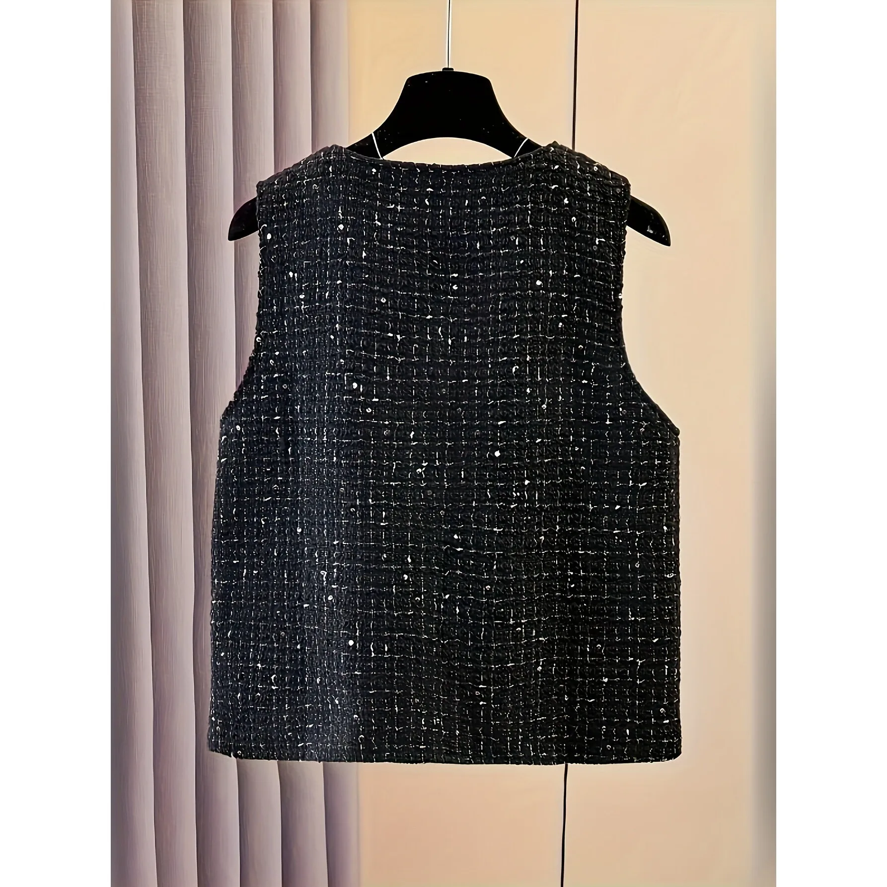 

Shiny Sequin Vest R 990L Sves Sleeveless Sparkling Tank Top Women's Fashion Cross-Border Short Length Inner Wear