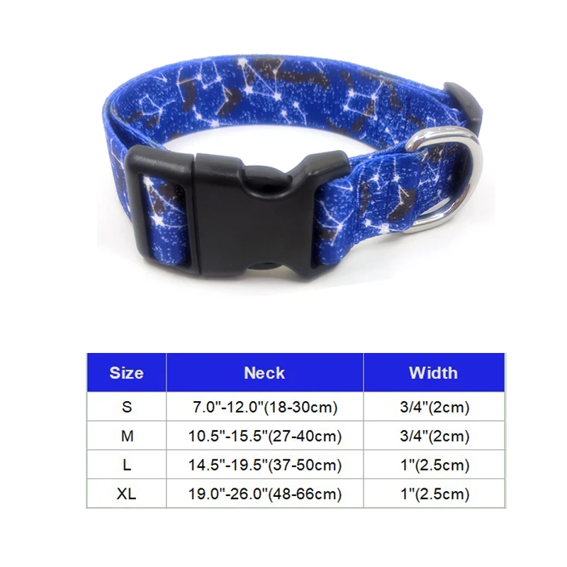 12 Styles Printing Dog Collar Bohemian Personalized Pet Collars Nylon Printed Dog Collar and Leash Set for Small Medium Large