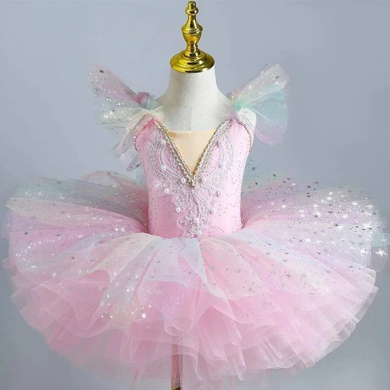 

Girls Ballet Tutu Dress Swan Lake Style Princess Skirt Little Swan Dance Costume Toddle Performance Practice Outfit Dancewear