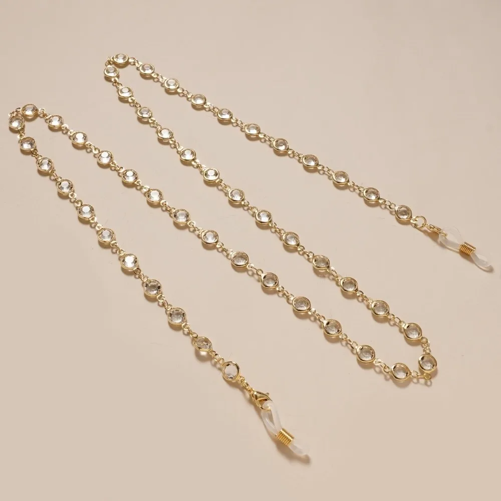 Fashion Colored Rhinestone Eyeglass Chain Metal Anti Slip Glasses Fixing Strap Glasses Hanging Rope Eyeglass