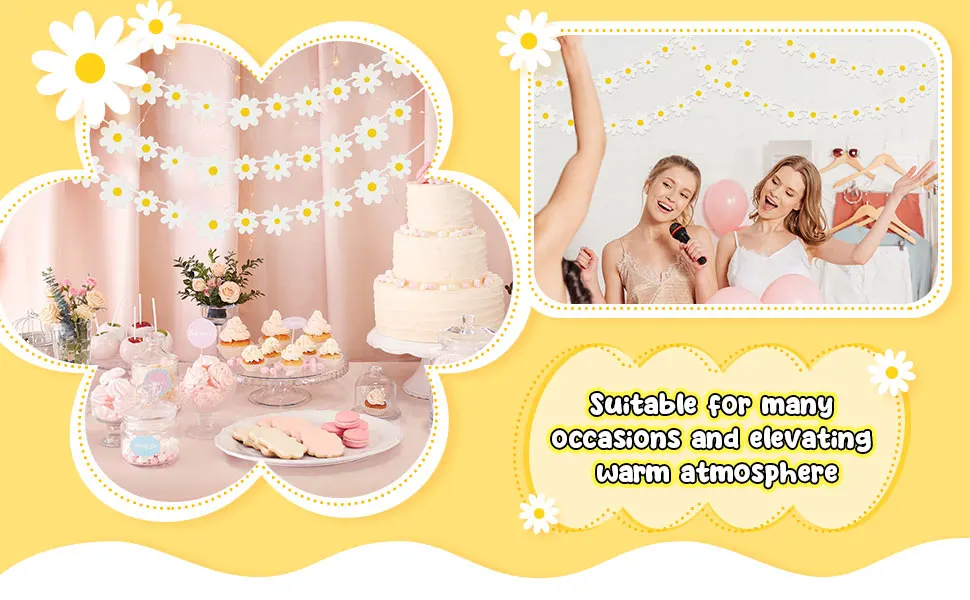 1/5 Stück Groovy Boho Party Hängebanner Hippie Boho Geburtstagsdekoration Gänseblümchen Partydekoration für Mädchen Geburtstagszubehör – Detail 6