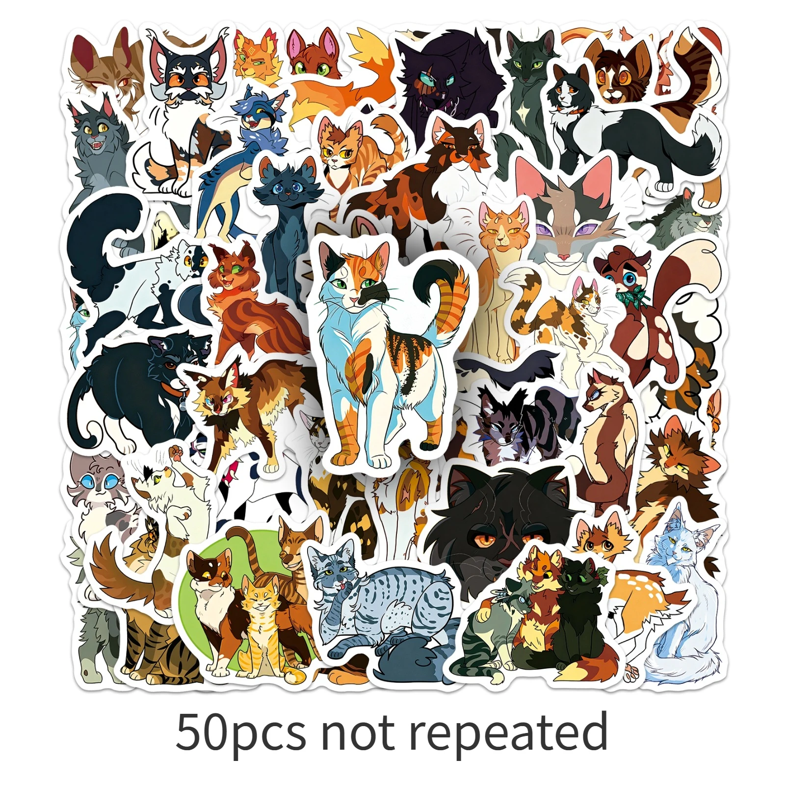 2026 New 50 Cat Warrior Stickers British Novel Cat Warrior Cat Animal Waterproof DIY Decorative Toy Stickers Gift