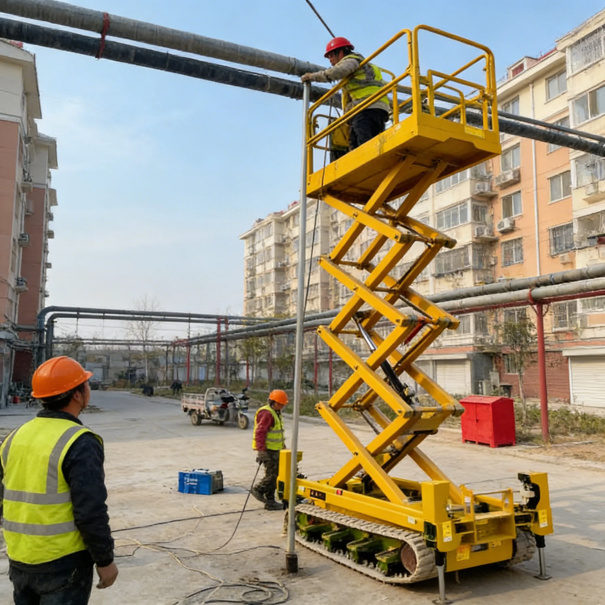 Tracked Aerial Platform Crawler Scissor Lift Self Propelled 14m Automatic Rough Terrain Heavy Duty Reliable Lifting Machine