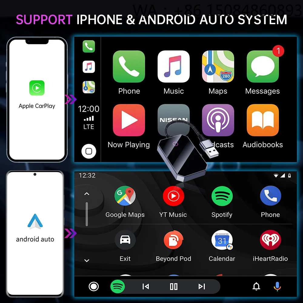 Car-mounted central control panel frame Universal Android Auto Siri Voice Control 4G Online Maps Vehicle Navigation Split Screen