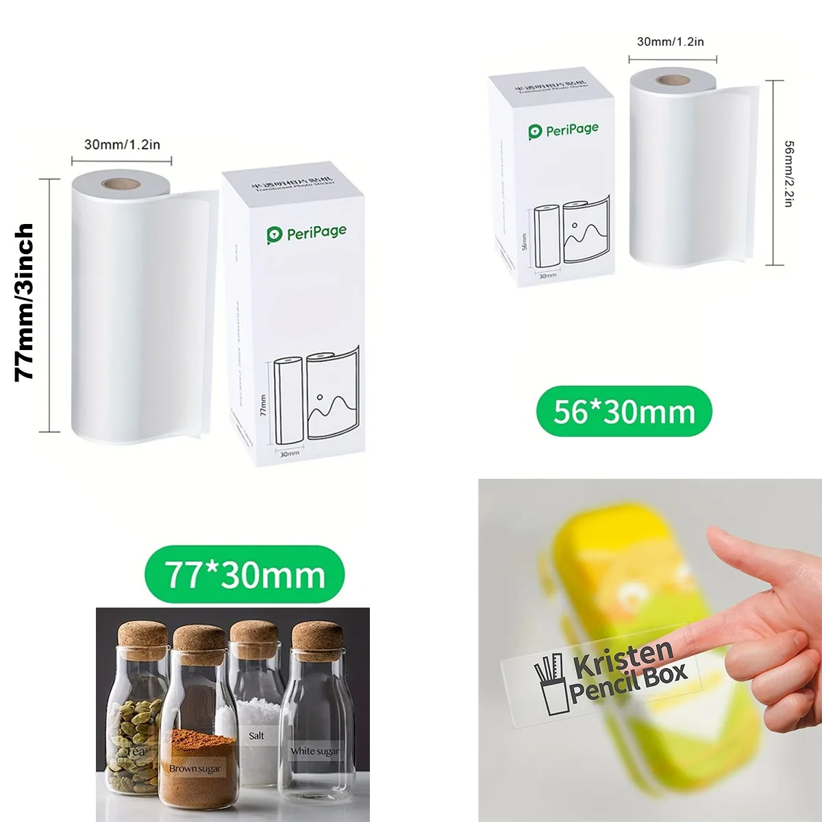 56mm 77mm Translucent Photo Stickers Adhesive Thermal Paper Transparent Rolls for For PeriPage A9/A9s/A9 Pro/A9 Max/A9s Max