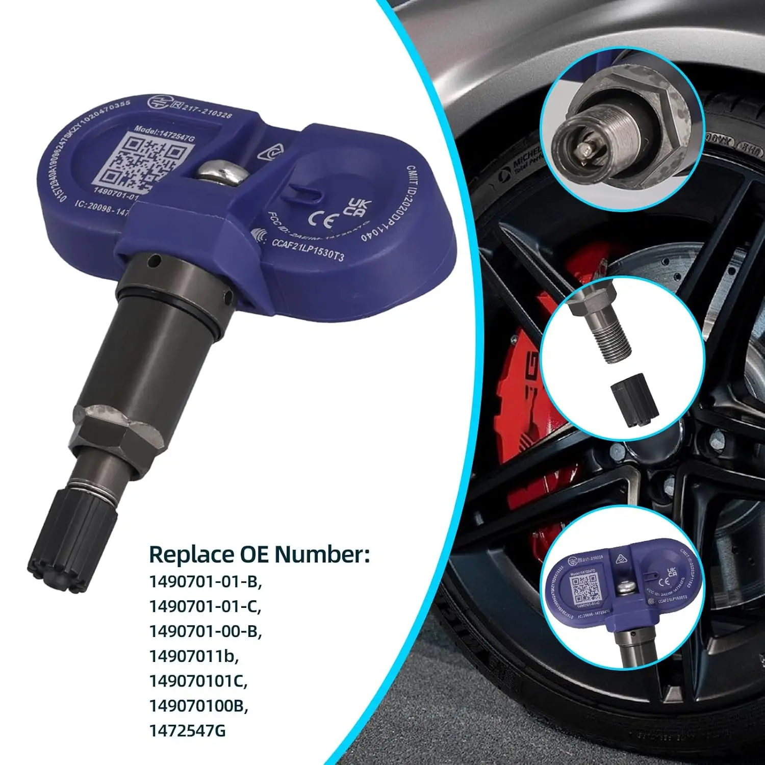 Monitoramento de pressão dos pneus compatível com Tesla Model 3 Model S Model X Model Y 149070101D, 1490701-01-B 1490701-01-D 1490701-01-C
