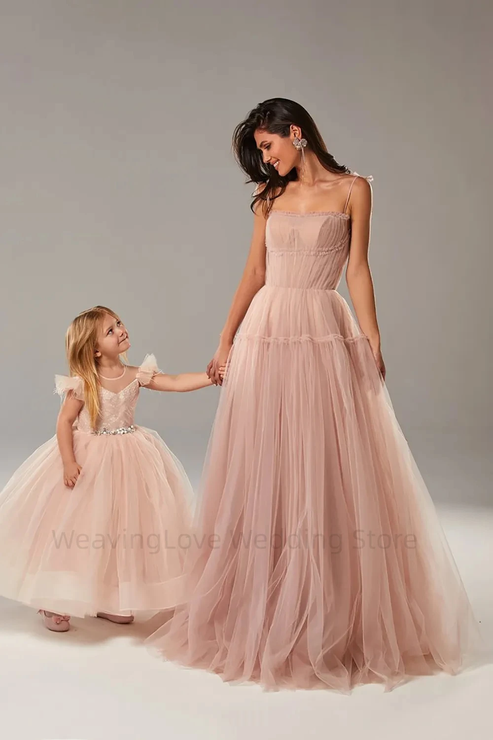 

Wedding Dress Pink/Blue Long Prom Dresses Straps Tiered Skirt A-Line Party Dresses Pleated Tulle Formal Gowns For Women 2023