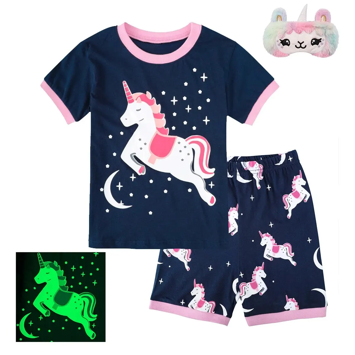 Kids Unicorn Girl Pajamas Set Child Pyjamas Toddler Girls Cotton Homewear Sleepwear Cute Nightwear Suit Short Sleeve Pijamas