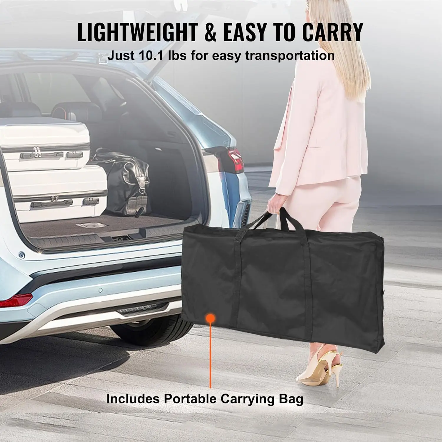 طاولة بار محمولة قابلة للطي، طاولة عرض تجاري للداخلية والخارجية والحفلات والنزهات والمعرض، 38.39 بوصة × 15.16 بوصة × 34.25 بوصة #6