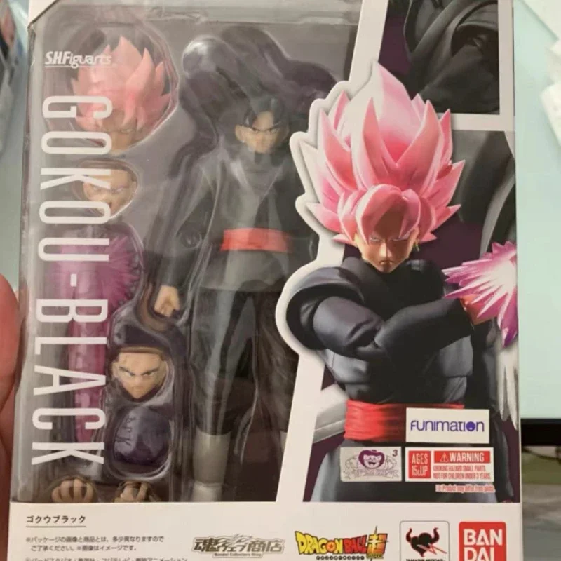 100% Original Bandai Shf Sh Figuarts Dragon Ball Goku Gokou Black Action Figures Anime Model Toys Figura Pink Hair PVC Gifts