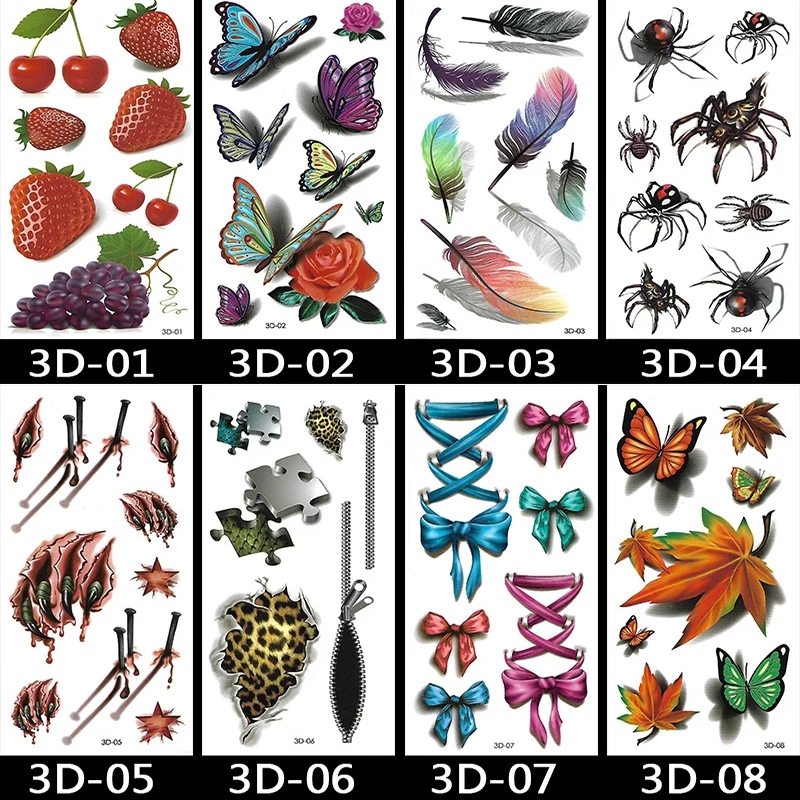 

40 Different Styles 3D Fashion Floral Arm Tattoo Stickers Waterproof Temporary Sketch Flower Simple Flower Sternum Tattoo Stick