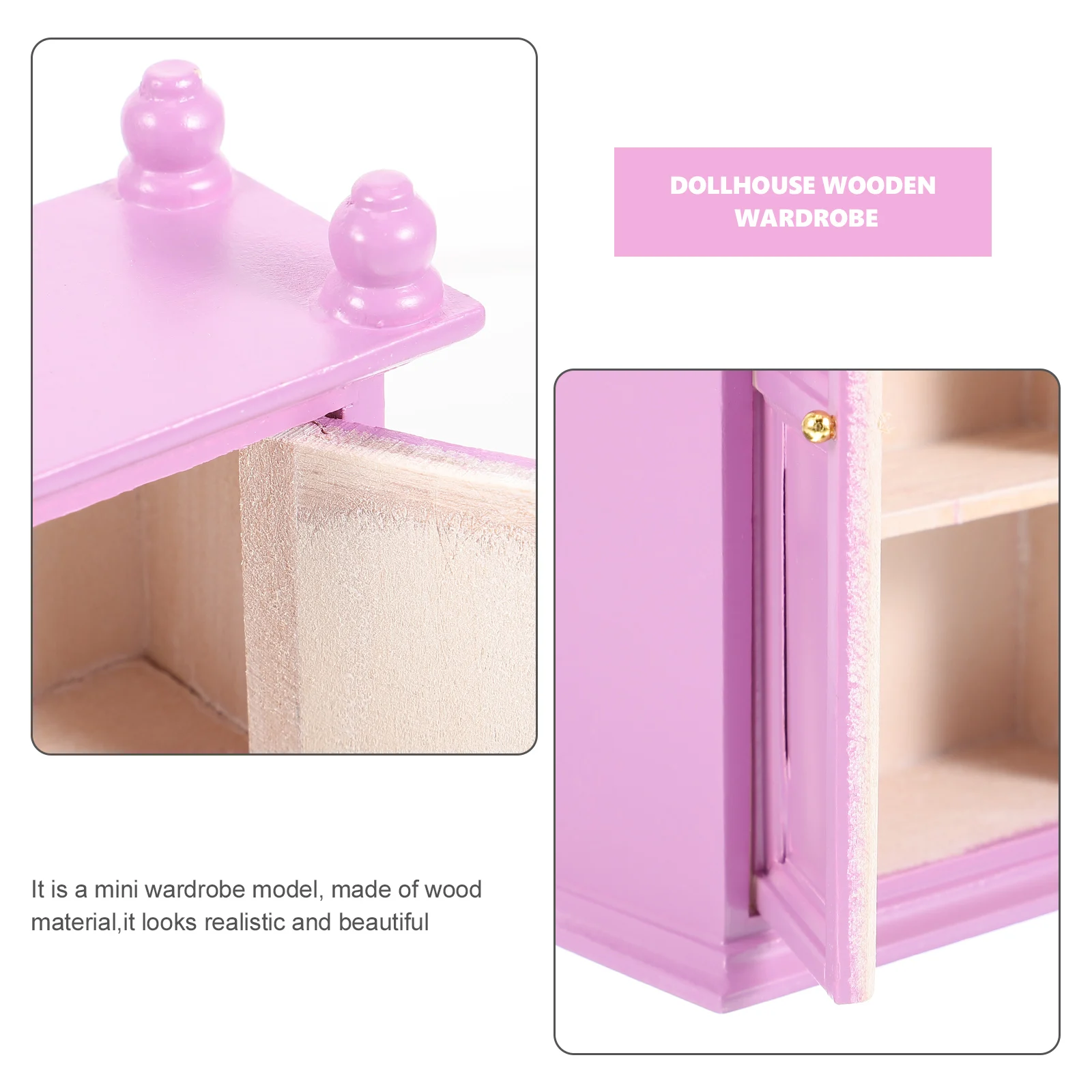

Mini Wooden Wardrobe Dollhouse Decoration Vertical Cabinet Small House Furniture Accessories Realistic Craftsmanship High