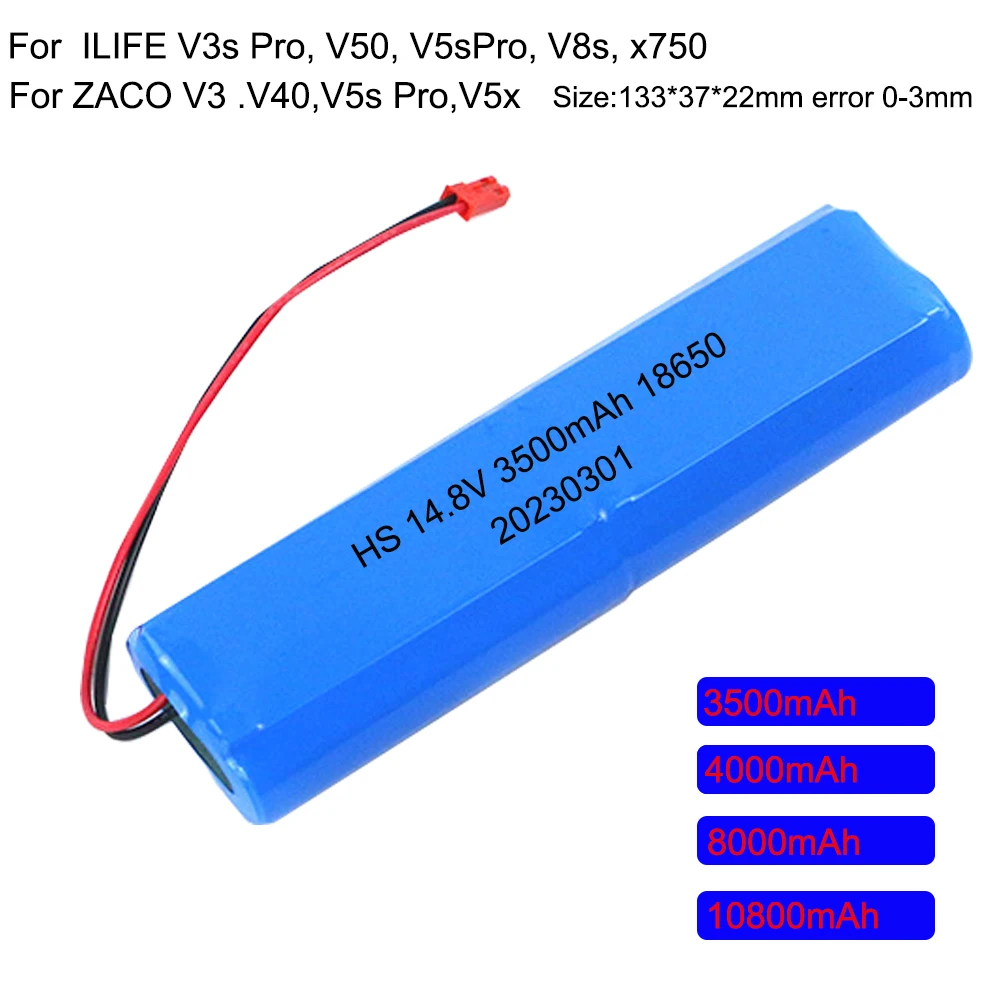 14.8V 3500mAh/8000mah 18650 upgrade lipo battery for ILIFE V3s Pro, V50, V5sPro, V8s, x750 Robotic Cleaner accessories parts