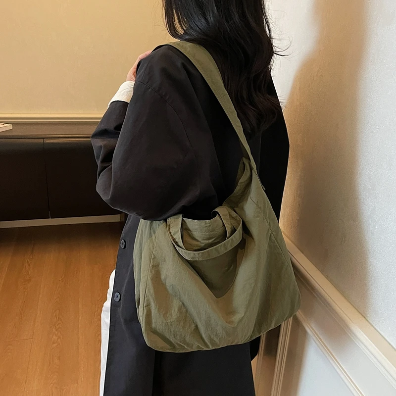 

Portable Korean Style Shopping Shoulder Bag Solid Color All-match Tote Bag Light Weight Large Capacity Messenger Bag.Handbags.