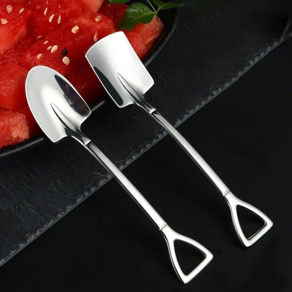

Stainless Steel Coffee Spoon Scoop Shape Teaspoon Creative Cutlery Set for Camping Outdoor Travel Picnic Kitchen Home Use
