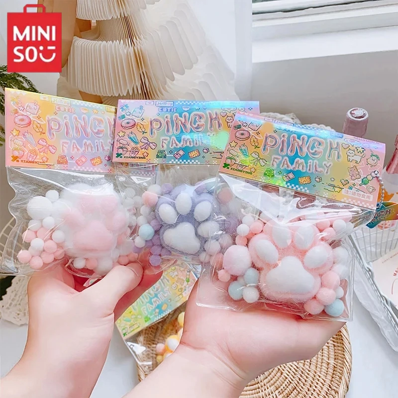 MINISO New Squishy Fidget Toy Plush Cat Paw Silicone Pink Toy Decompress Kids Girls Gifts Squishy Fidget Ultra Soft Mud Feel