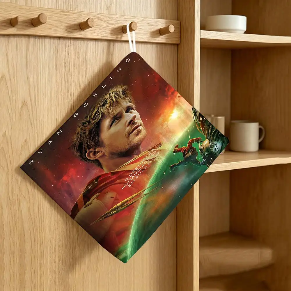 Project Hail Mary 2026 Movie  Polyester Cotton Hand Wiping Towel with Hanging Loop, Lightweight for Home and Commercial Use