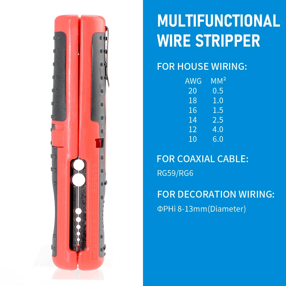 Multifunktionaler Drahtabisolierer und -schneider, tragbares Stiftclip-Design mit rutschfestem Griff für elektrische und Netzwerkkabel