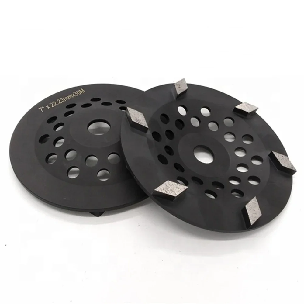 7 Inch Metal Bond Diamond Grinding Cup Wheel with Rhombus Segments for Terrazzo Floor  Pack of 3PCS