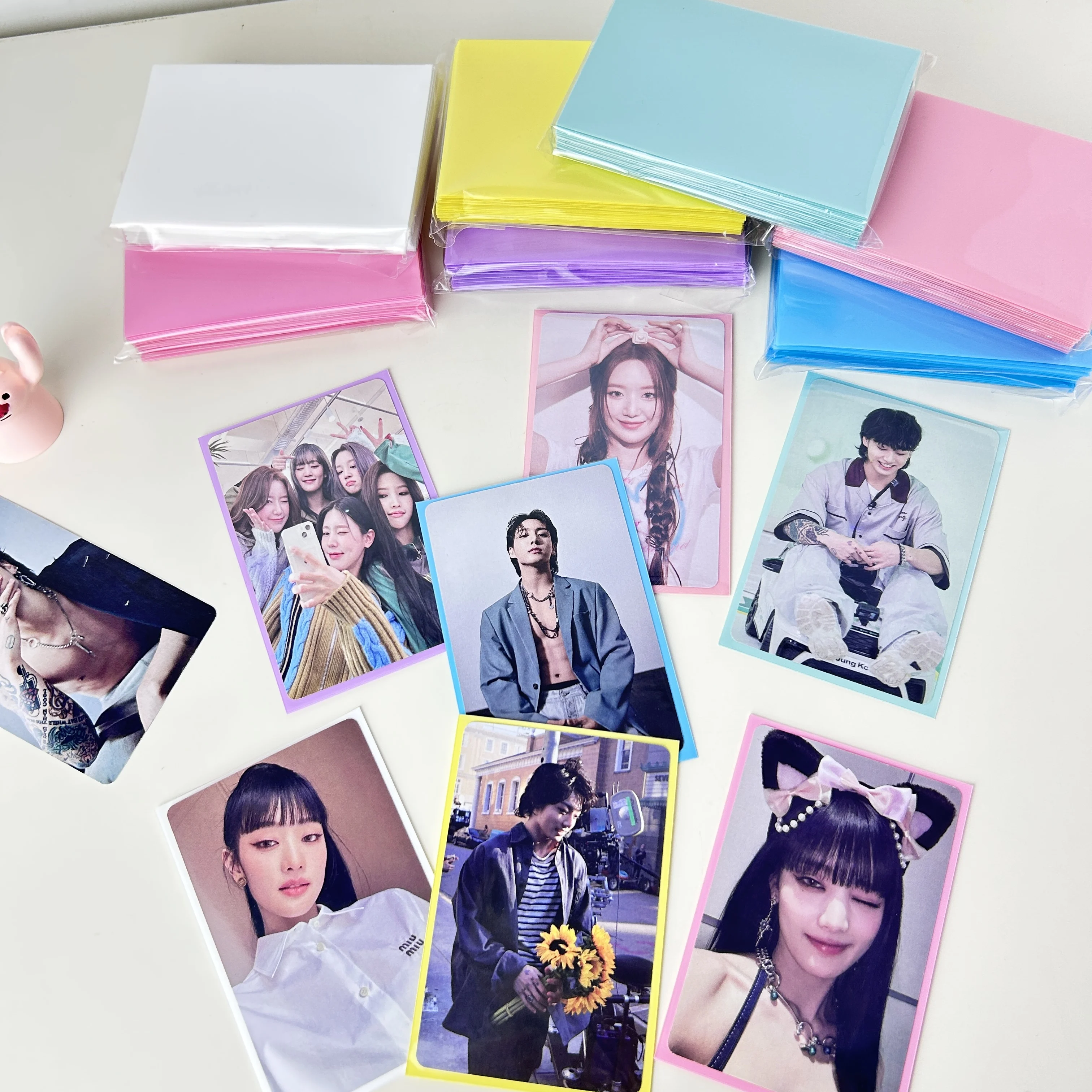 50pcs Korea Photo Card Sleeves Macaron 61x91mm Clear Acid Free CPP Card Cover Kpop Photocard Holder Protector Film Album Binder
