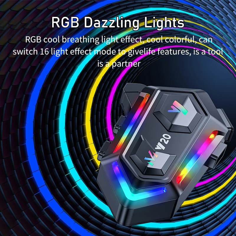 Y20 Bluetooth Motorcycle Helmet Headset Handsfree Call Wireless Noise Reduction Waterproof Headphone with RGB Light Earphone