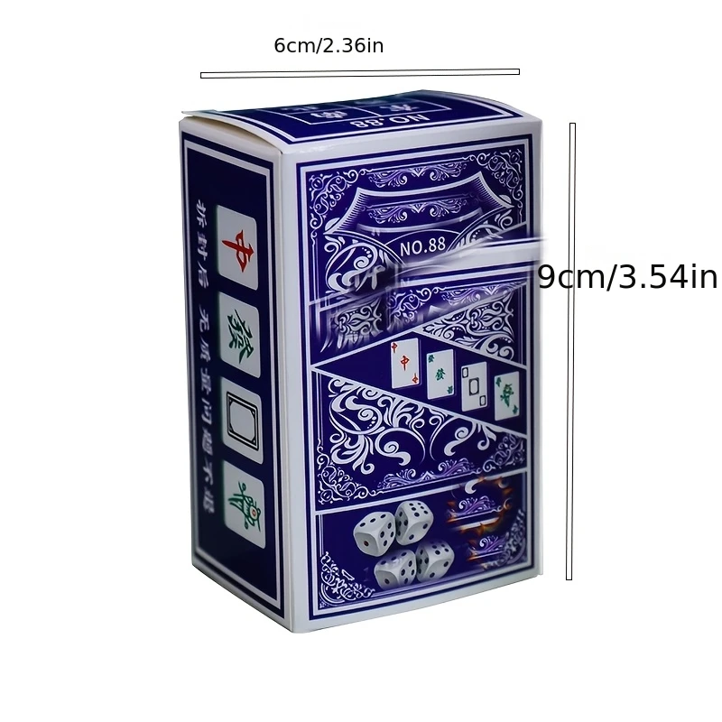 144pcs Chinese Style Mahjong Card Game Set with 2 Dice, Portable Travel Tile Poker for 4 Players, Family Party Entertainment