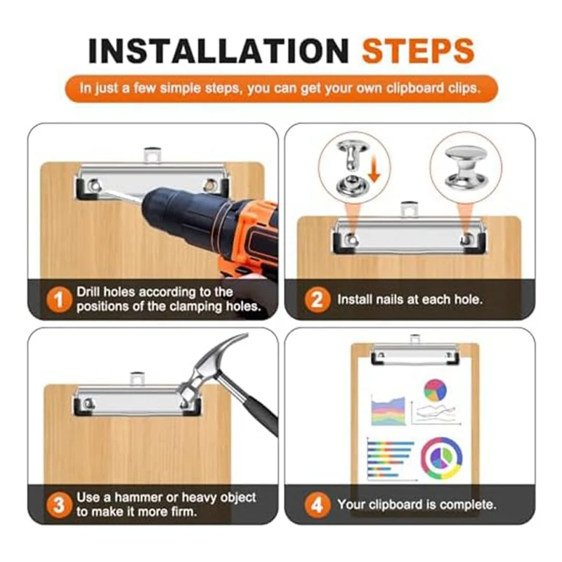 Superior-Pack Of 20 12Cm Fittable Metal Cardboard Clip Hooks Set Kit For Office, Craft Project Use