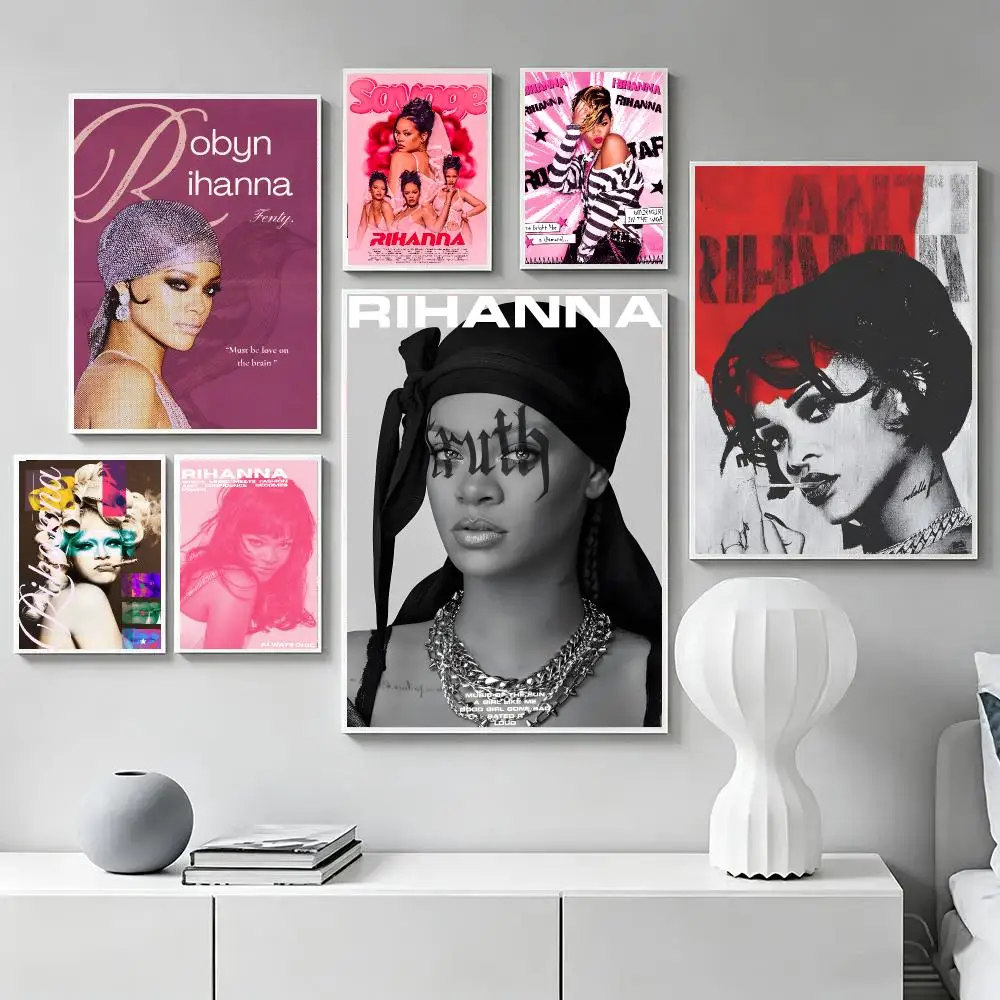 Rihanna Singer R&B Poster HD Home Sticky Wall Waterproof Home Living Room Bar Aesthetic Decor