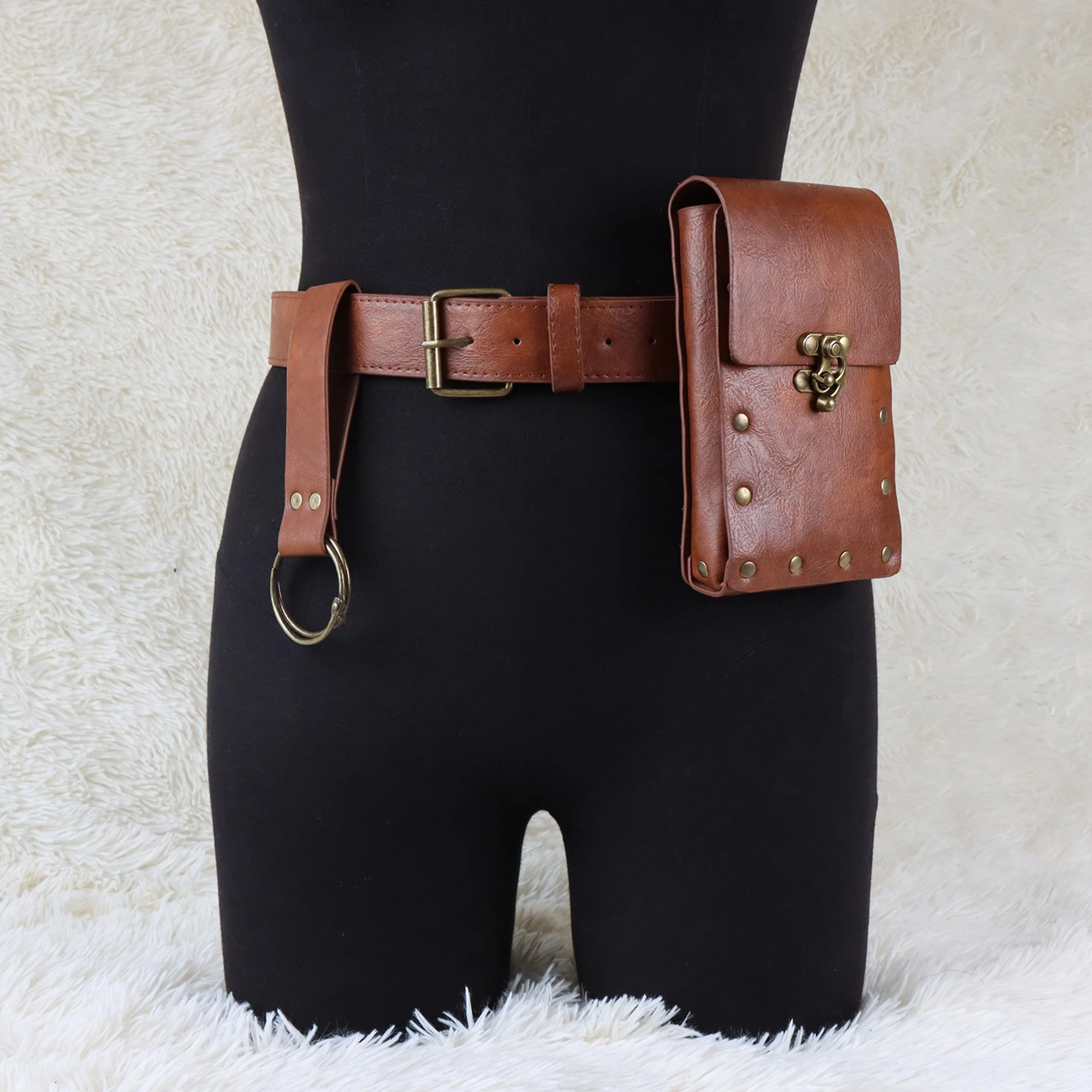 Medieval Steampunk Pouch Bag Viking Belt Leather Phone Wallet Steampunk Pirate Costume Travel Waist Bag Fanny Pack Adult Wallet