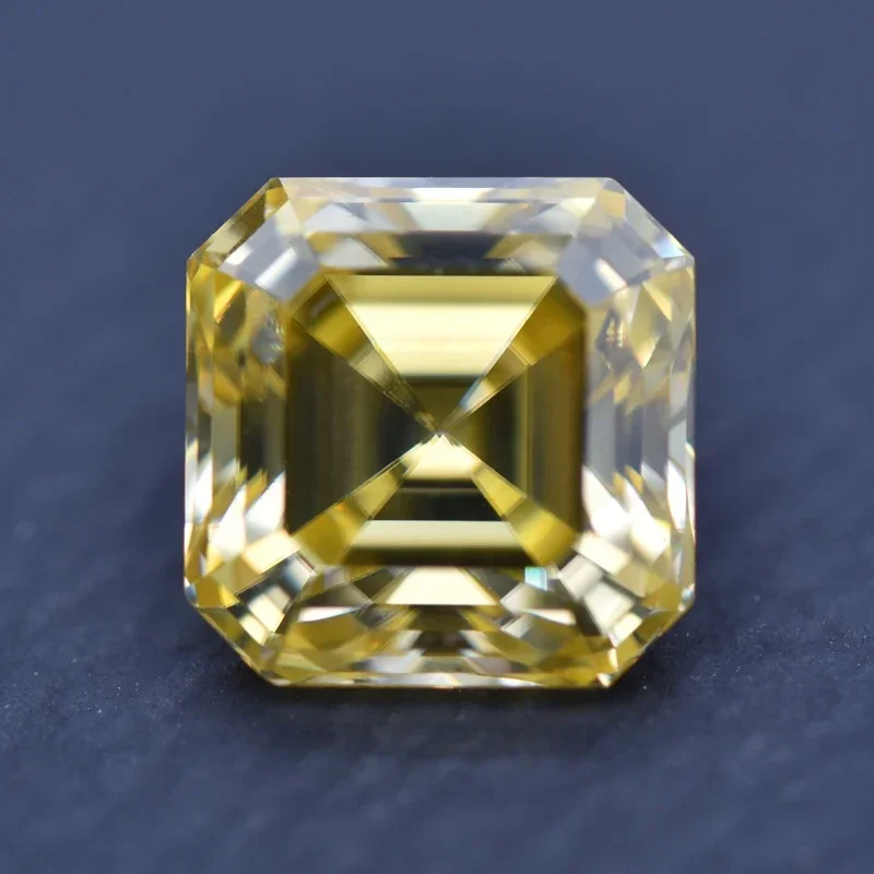 

Moissanite Stone Lemon Yellow Asscher Cut VVS1 Loose Charms Jewelry Making Pass Diamond Tester with GRA Certificate