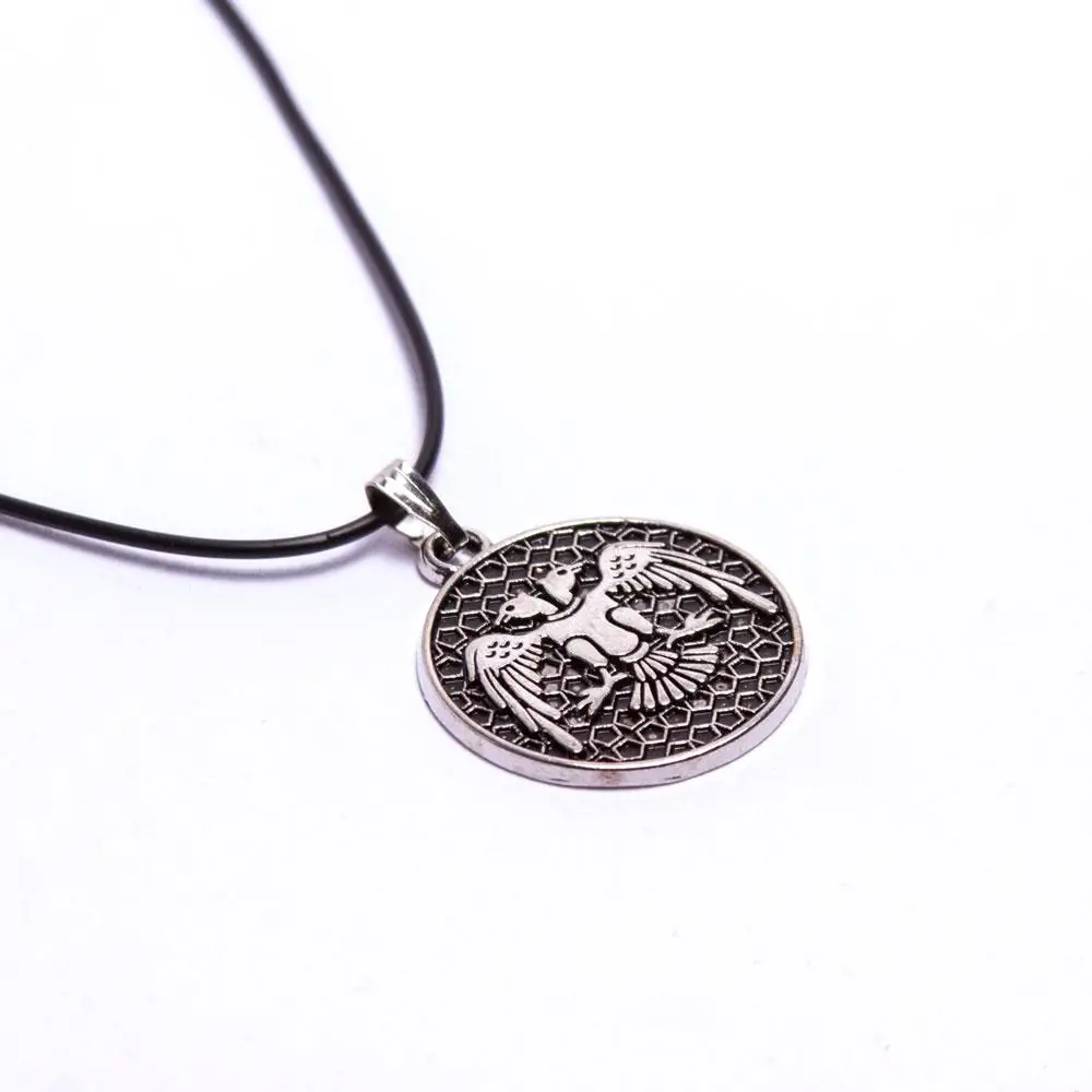 Double-Headed Eagle Figured Vinlex Leather Necklace