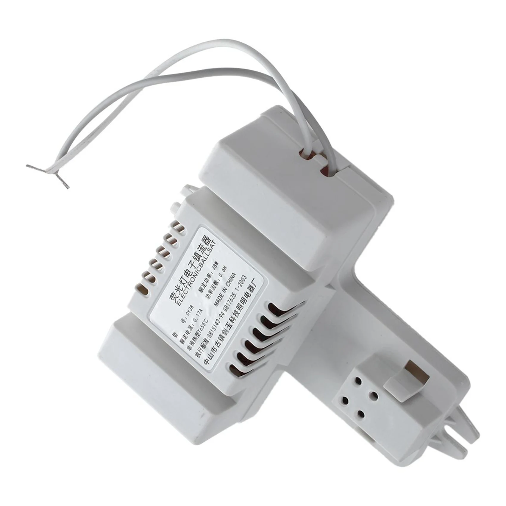 AB46-2X White Plastic Shell 4 Pin 2D Tube Bulb Fluorescent Ballast AC 220V 0.19A 38W