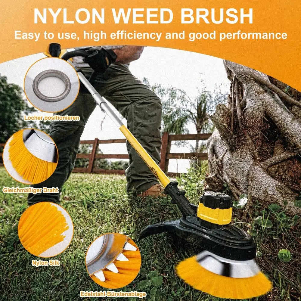 New 8 Inch Grass Strimmer Head Solid Nylon Wire Wheel Convenient Trimmer Brush Garden Supplies Portable Weed Brush