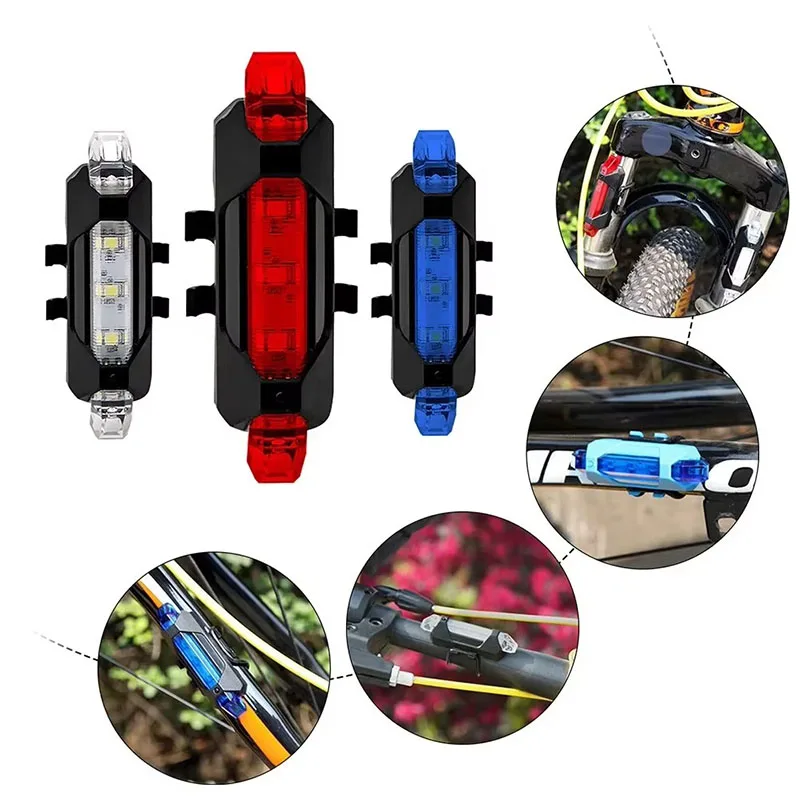 1/2/3pcs LED Bicycle Tail Light Mountain Bike Safety Driving Warning Front Rear Flashing Lights Night Riding Accessories