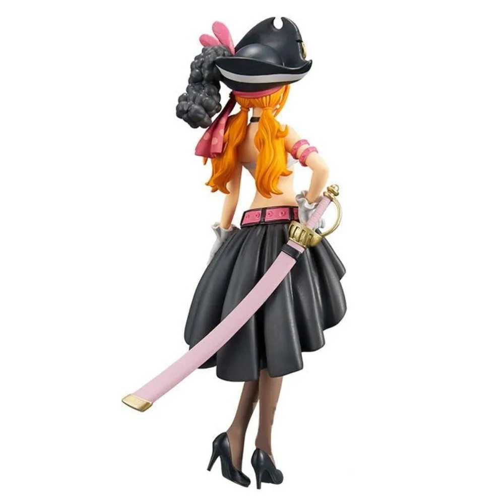 19CM Anime One Piece Nami Schwarze Kleidung Action Figure ONE PIECE FILM RED Dress Up Figur PVC Sammeln Modell Spielzeug kind Geschenk
