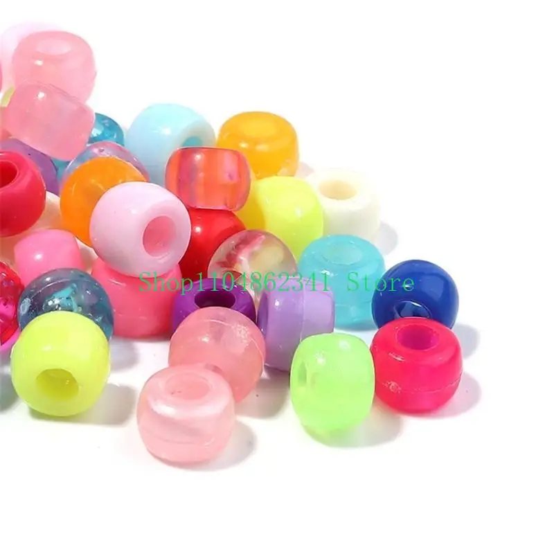 5ASD 200pcs 둥근 다채로운 아크릴 헤어 비즈 어두운 아이를위한 어둠 속에서 빛