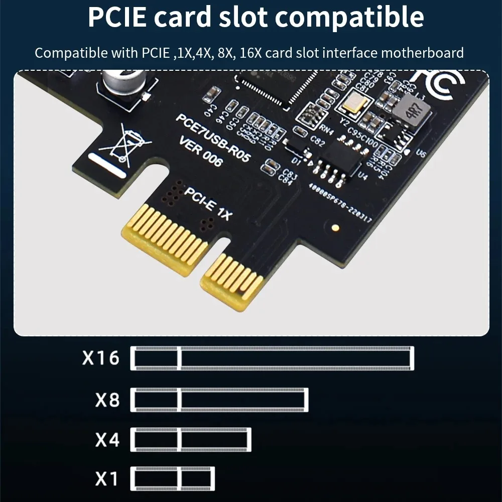 

USB 3.0 PCI-E Expansion Card 7 Ports USB 3.0 Hub Adapter External Controller PCI-E Extender PCI Express Card for Desktop PC
