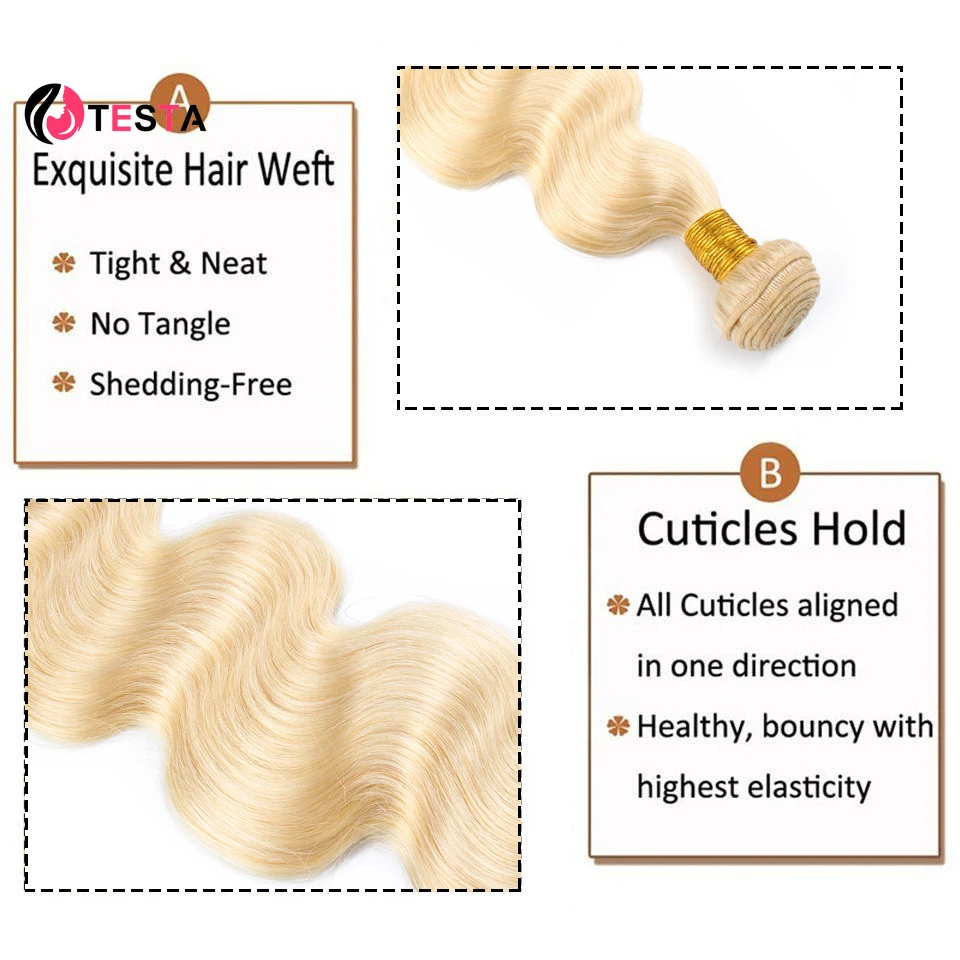 613 Blonde Body Wave Bundles With 4*4 Lace Closure Brazilian Remy  Human Hair Bundles Extensions Hair Weaving