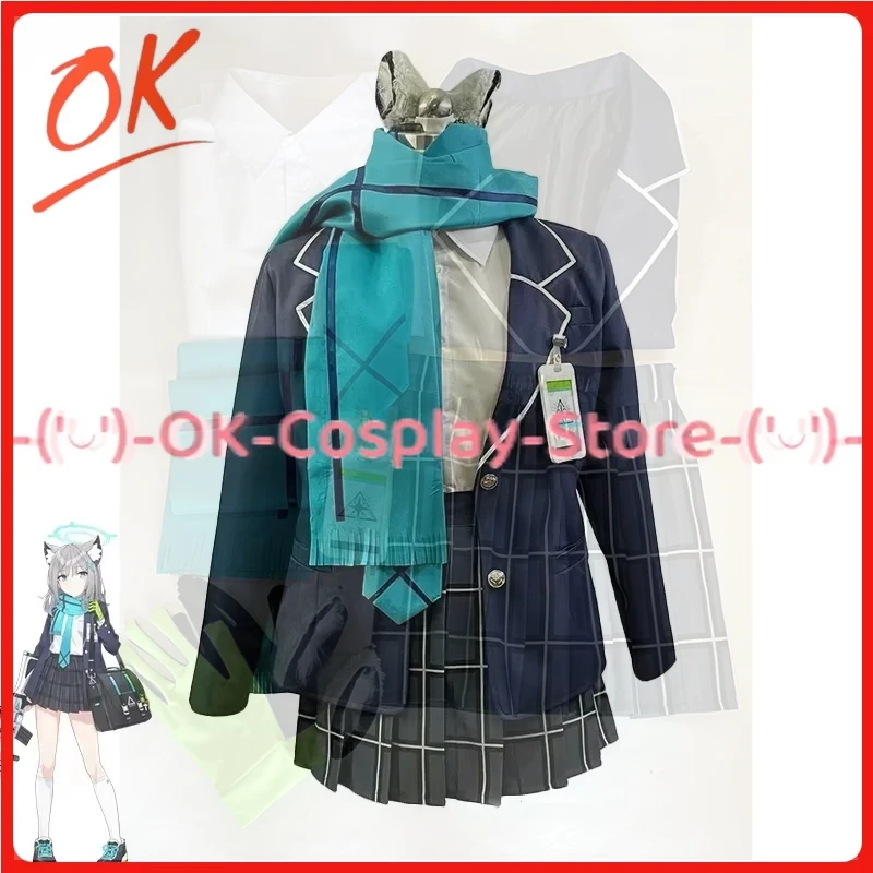 

[Customized] Game Blue Archive Sunaokami Shiroko Cosplay Costume Japanese High School Uniform JK Dress Suits Coat Shirt Skirts