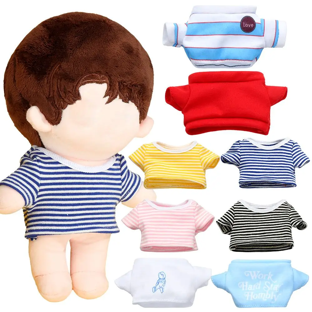 Giocattolo che cambia Dressing Game Playing House 20CM Doll t-shirt Idol Doll Clothes Stripes manica corta in cotone imbottito