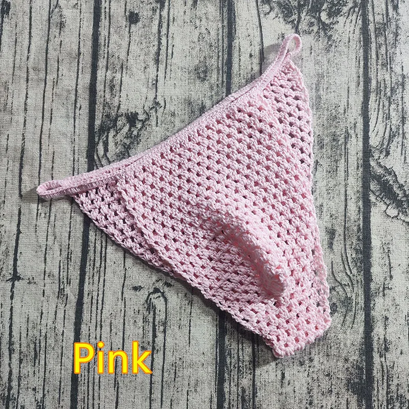 Boring Honey All-Match Man Women Sexy Breathable Underwear Hand Crocheted Seaside Sunbathing Swimsuit Trunks Hollow Thong Man