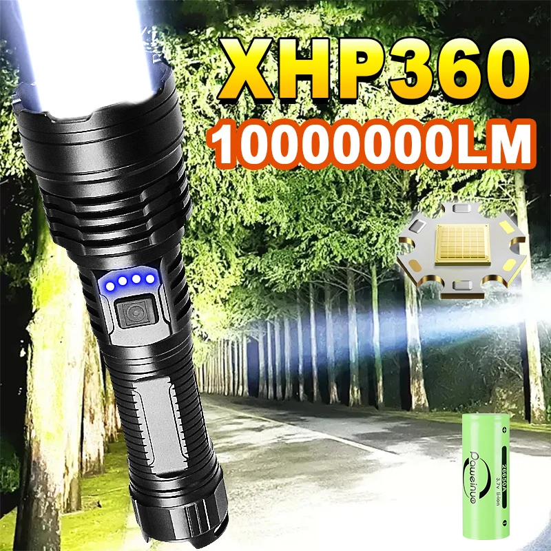 

10000000LM Супер яркий фонарик 36-ядерный XHP360 светодиодный сверхмощный фонарик портативные перезаряжаемые фонарики уличные фонари