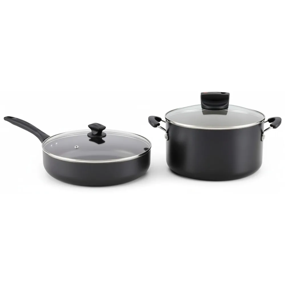 

6 Quart Nonstick Jumbo Cooker & Stock Pot Set - Dishwasher Safe, Heavy-Duty Aluminum for Family Cooking