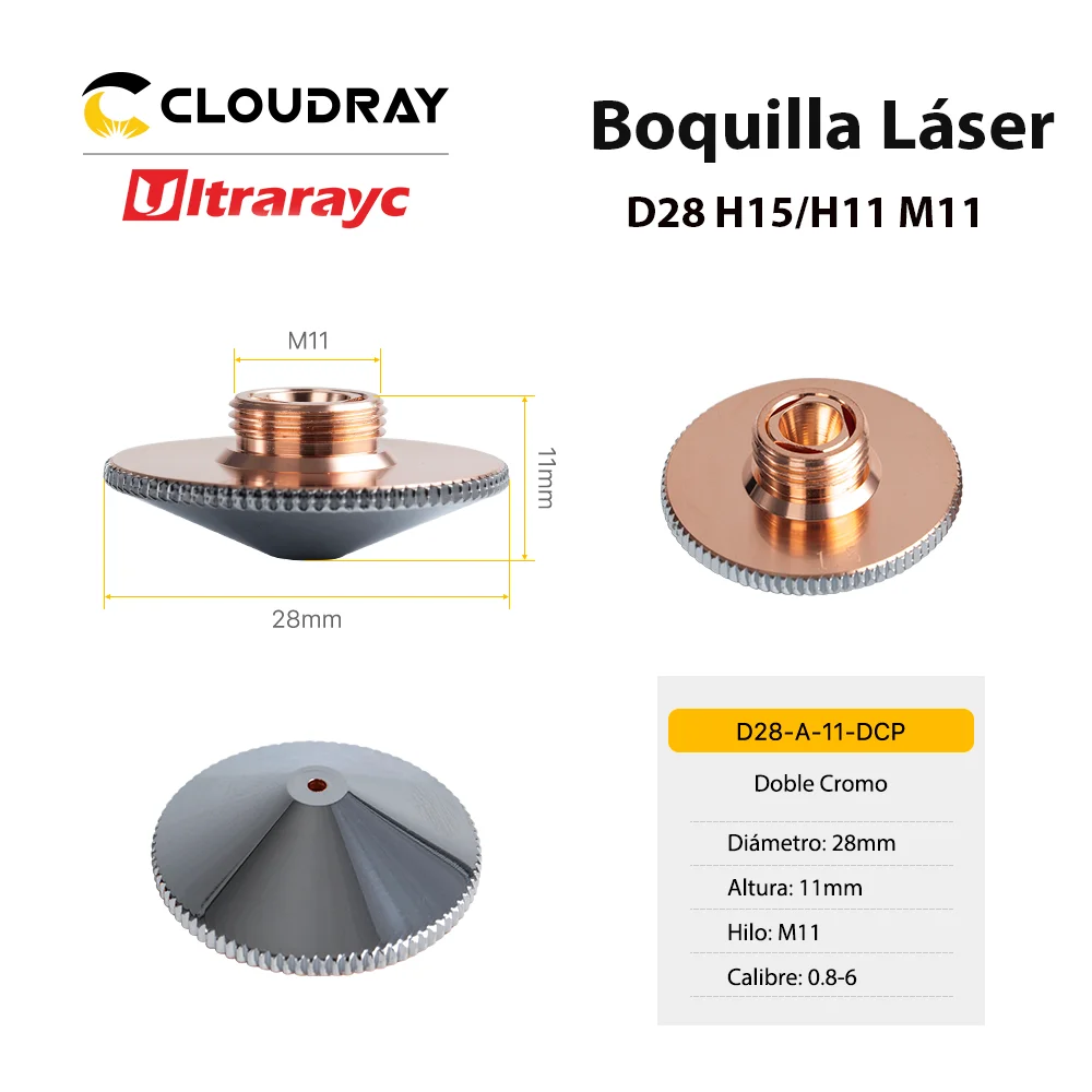 Ultrarayc Cutting Head Laser Nozzle Single Double Chrome-plated Layers D28 H15 H11 M11  for Precitec WSX Fiber Cutting Head