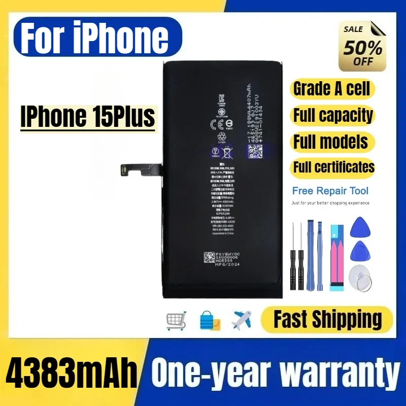 A3093/A3096 for IPhone 15Plus Mobile Phone Battery High Quality  Replacement Bateria Grade A Cell with Tools