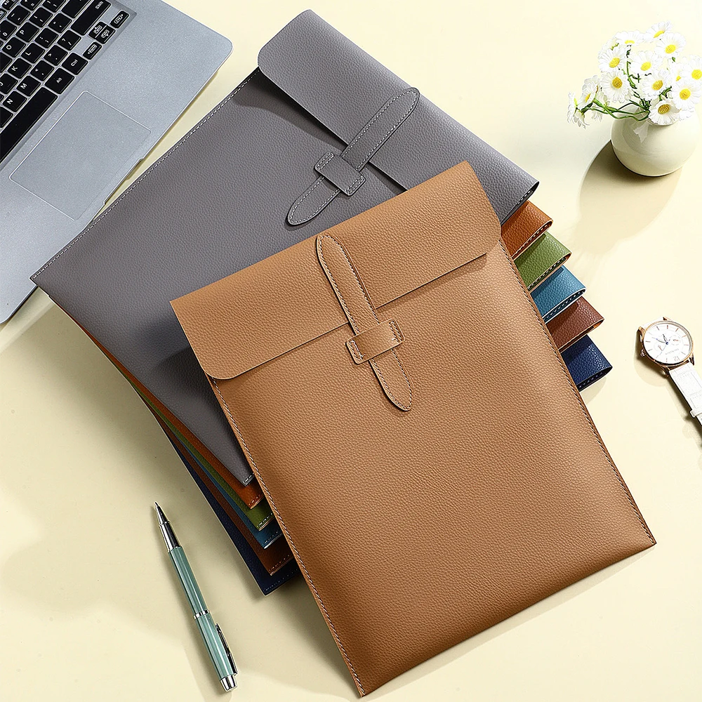 Business Office Leather Personalized Document Bag A4 Paper 13 Inch Laptop Bag Custom Name Luxury Wholesale Versatile Storage Bag