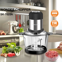 2L Multifunctional Household Meat Grinder Glass Bowl Mini Electric Vegetable Chopper Kitchen Food Processor