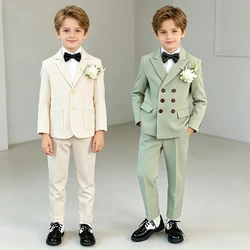 Little Boys Gentleman Formal Outfit Blazer Pants Bow Tie Kids Flower Boy Wedding Communion Birthday Special Occasion Dress 3-12Y