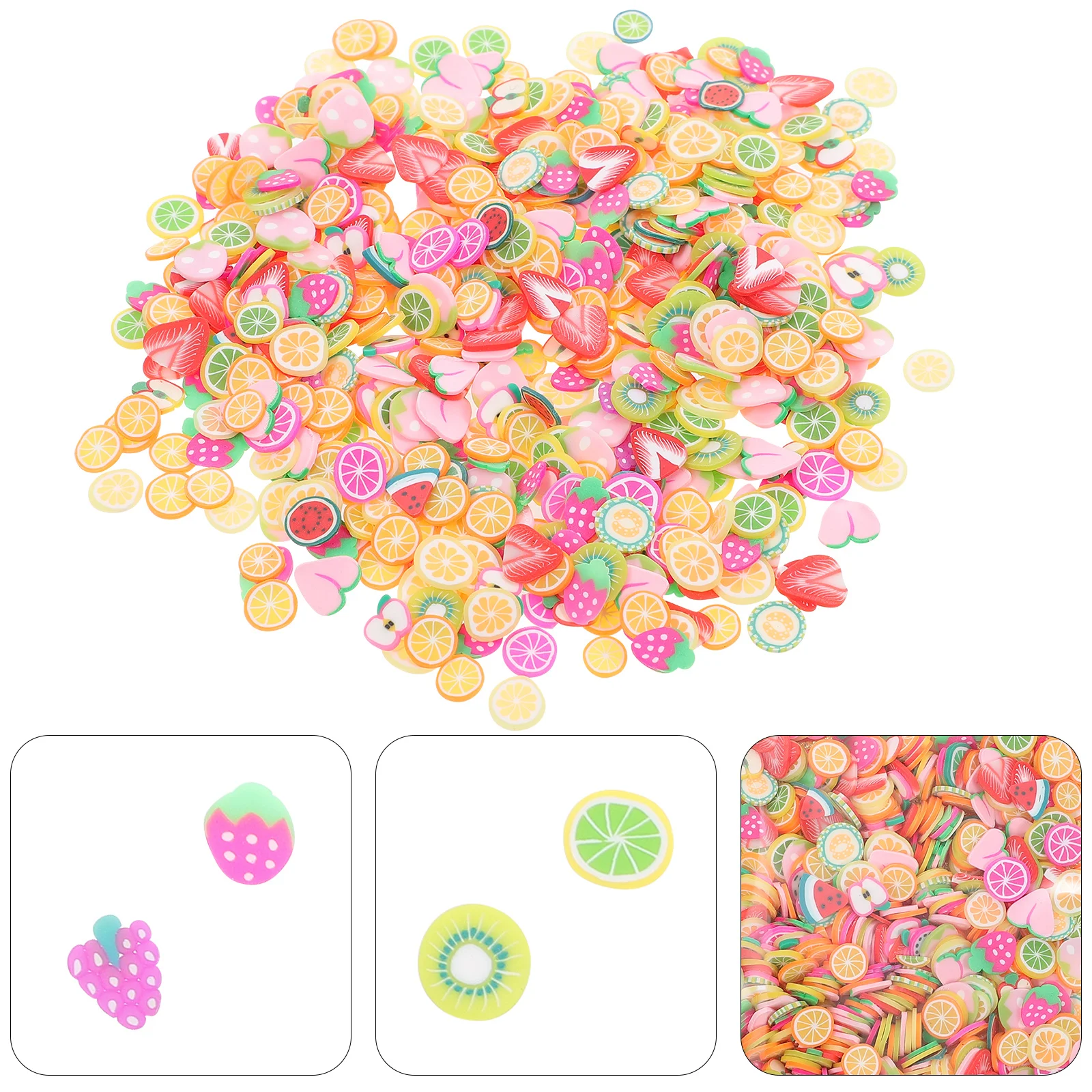 4000Pcs Fruit Charms Polymer Clay Slices 3D Nail Art Decor DIY Manicure Ornament for Phone Case Craft Supplies