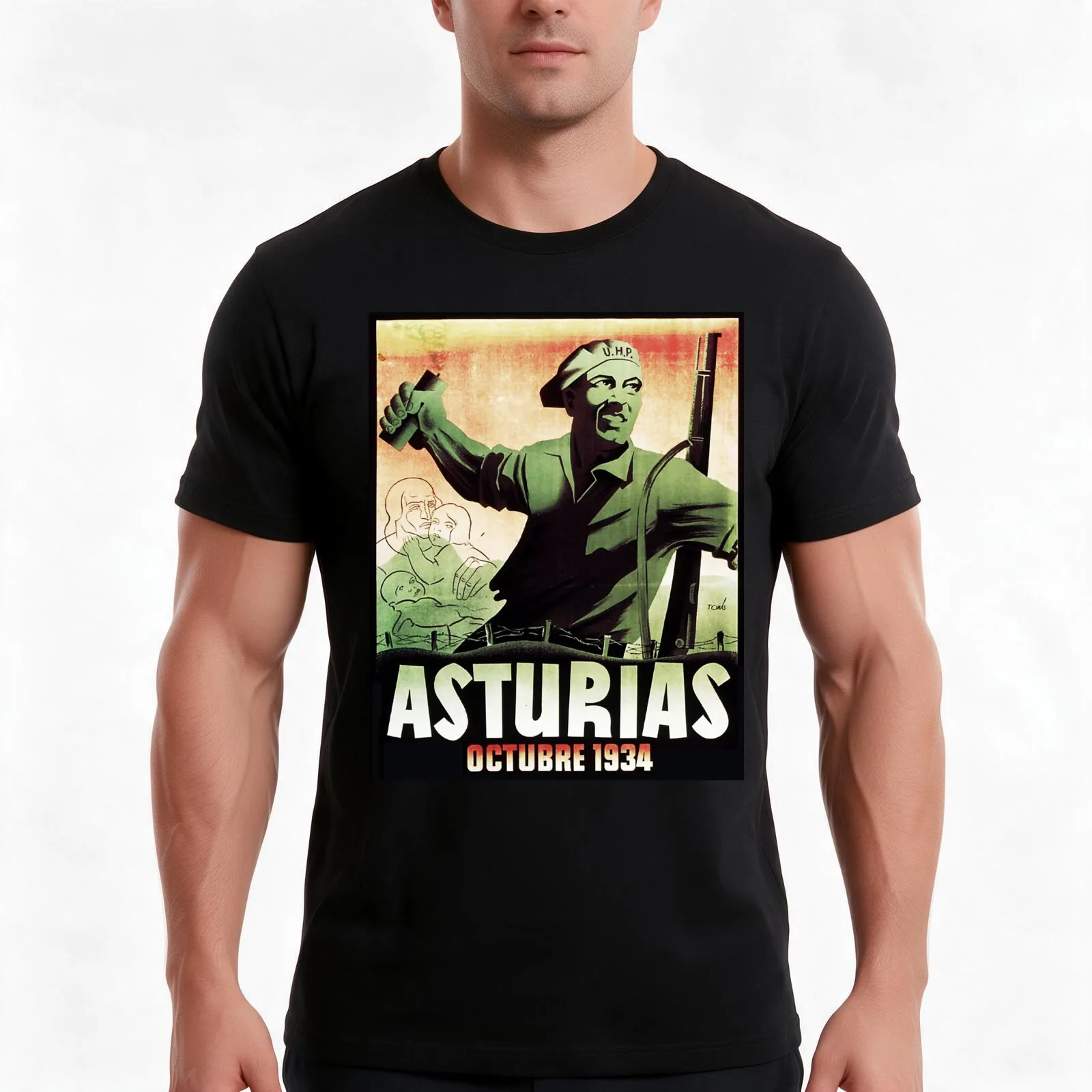 ASTURIAS OCTOBER 1934 T-Shirt, Summer Casual Cotton Tee, Oversized Streetwear Tops, Vintage Graphic Print, Unisex Men Women